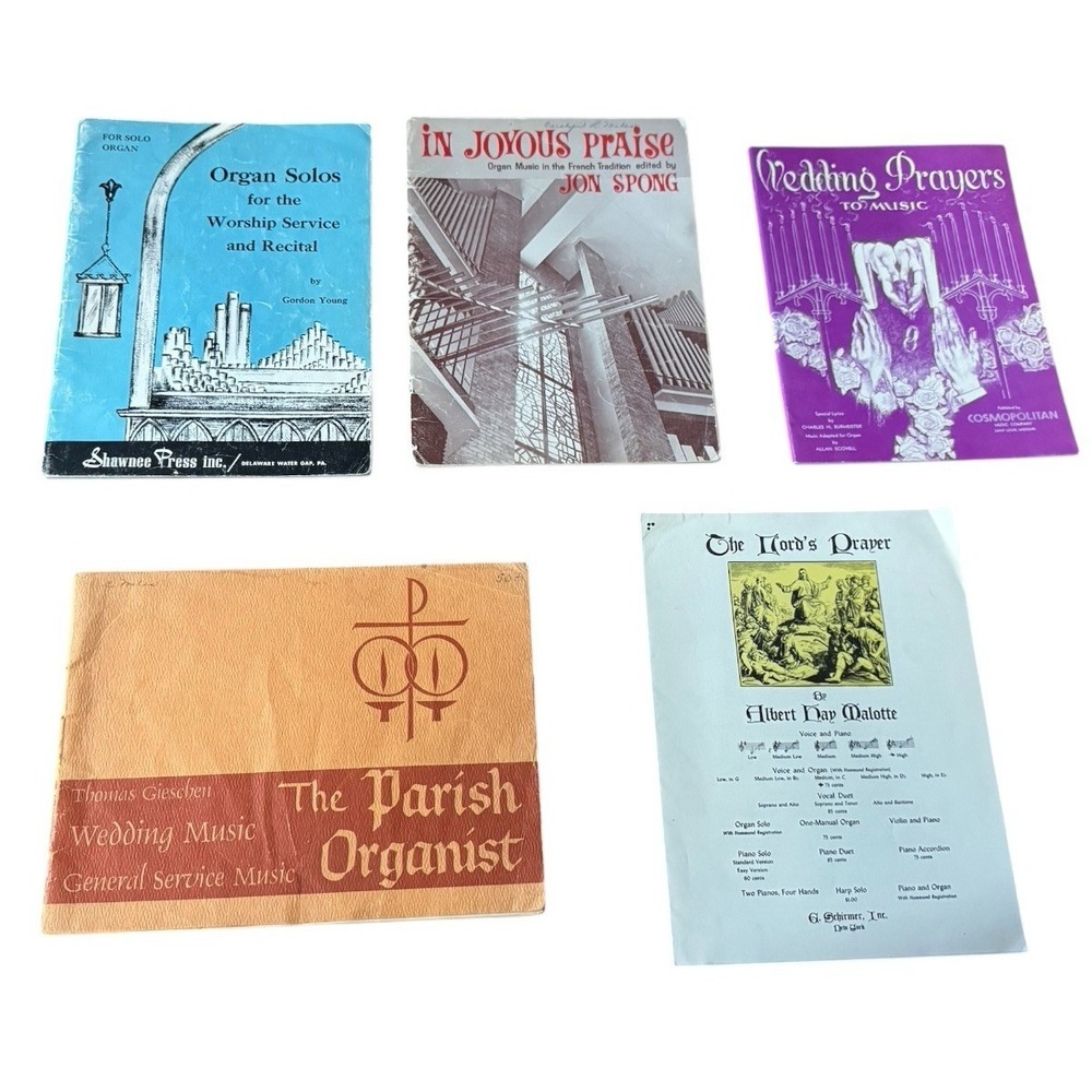 Vintage Church Organ Sheet Music Book Lot‎ 5 Worship Wedding Hymns Organist READ
